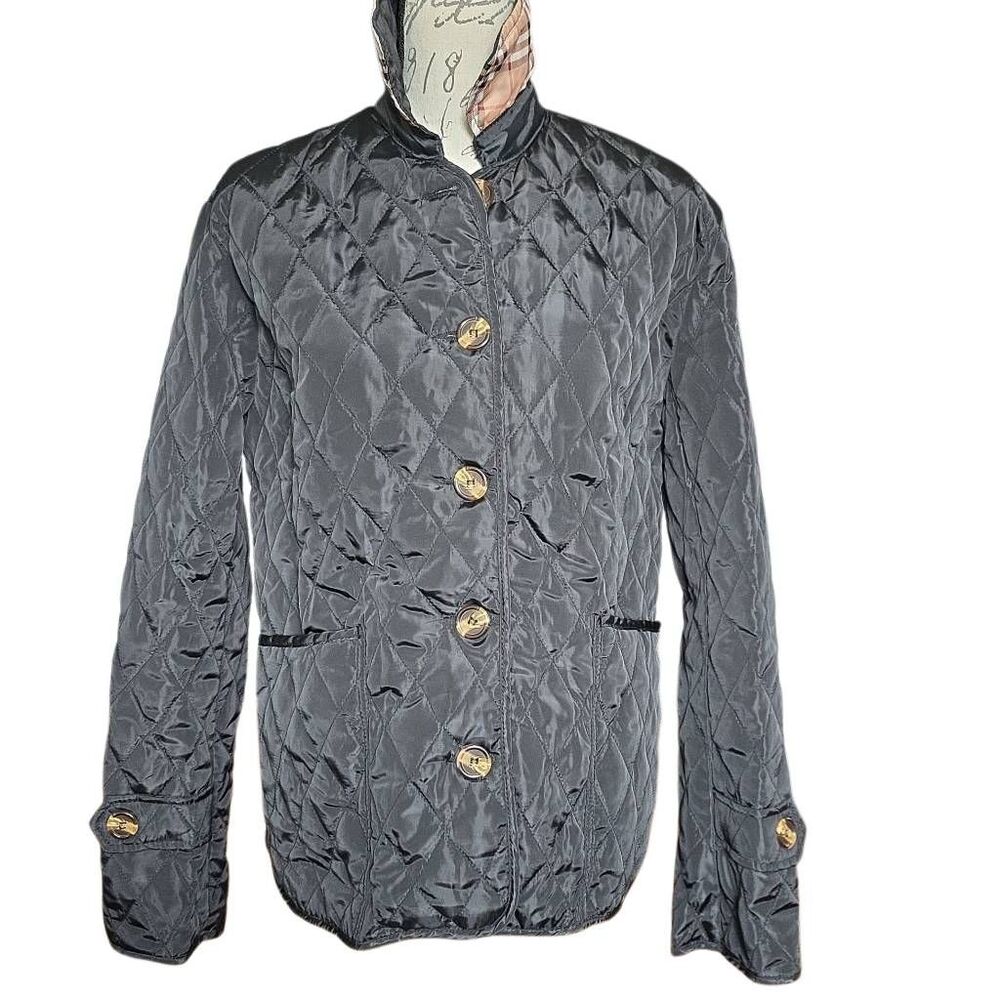 Women's Size 3X Black Tan Plaid Liner Quilted Button Down Jacket- Runs Small